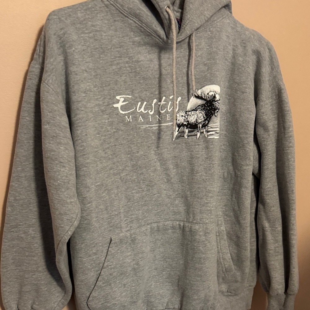 Gray Hoodie with Moose Graphic